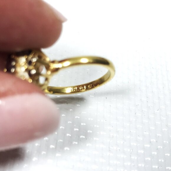 Vintage 18K GE Diamond and Ruby Cocktail Ring Women  Sz 7 - Picture 7 of 7